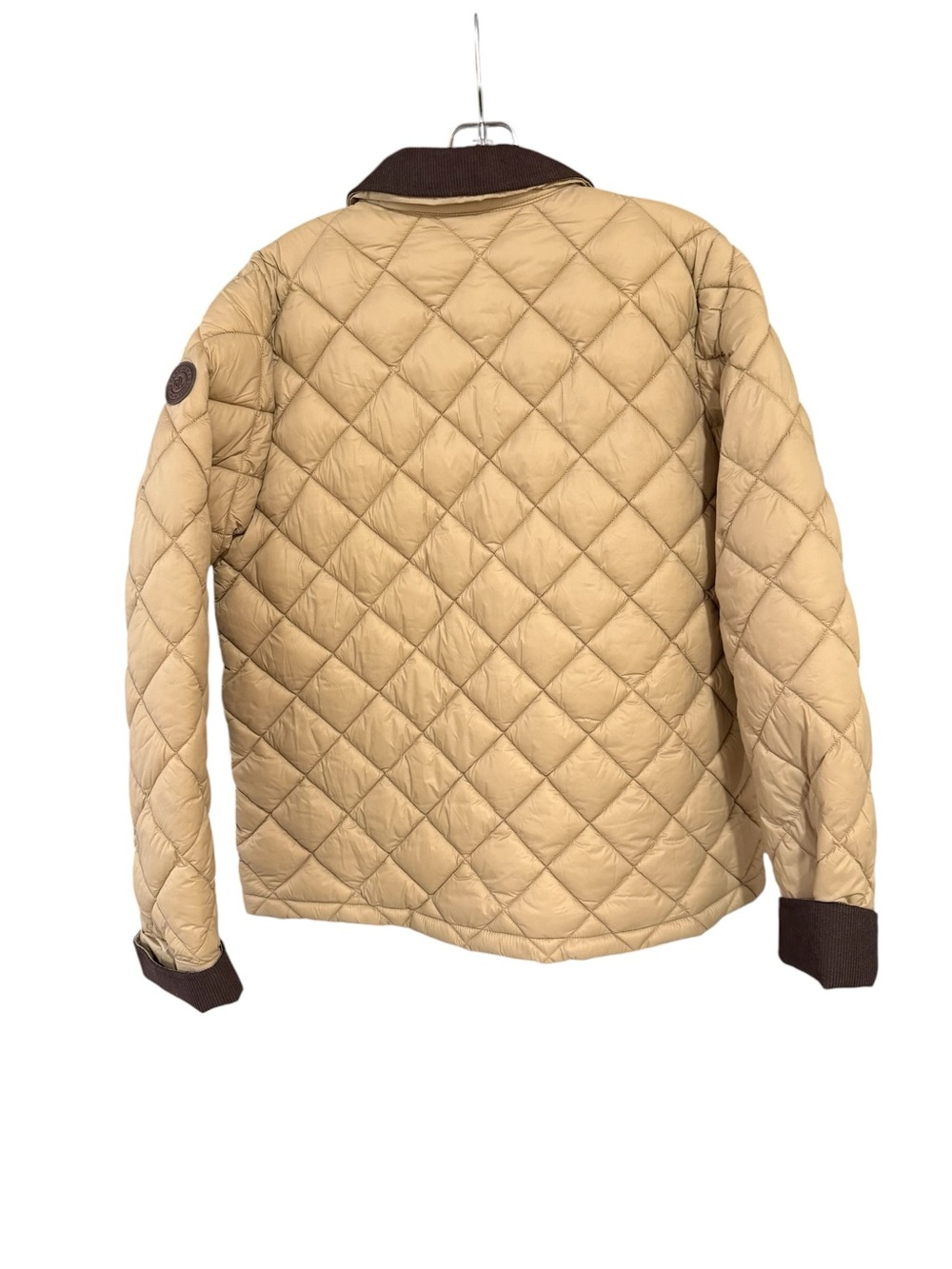 Lauren Ralph Lauren Twill Trim Diamond Quilted Barn Jacket Size M Birch Tan - Picture 7 of 10